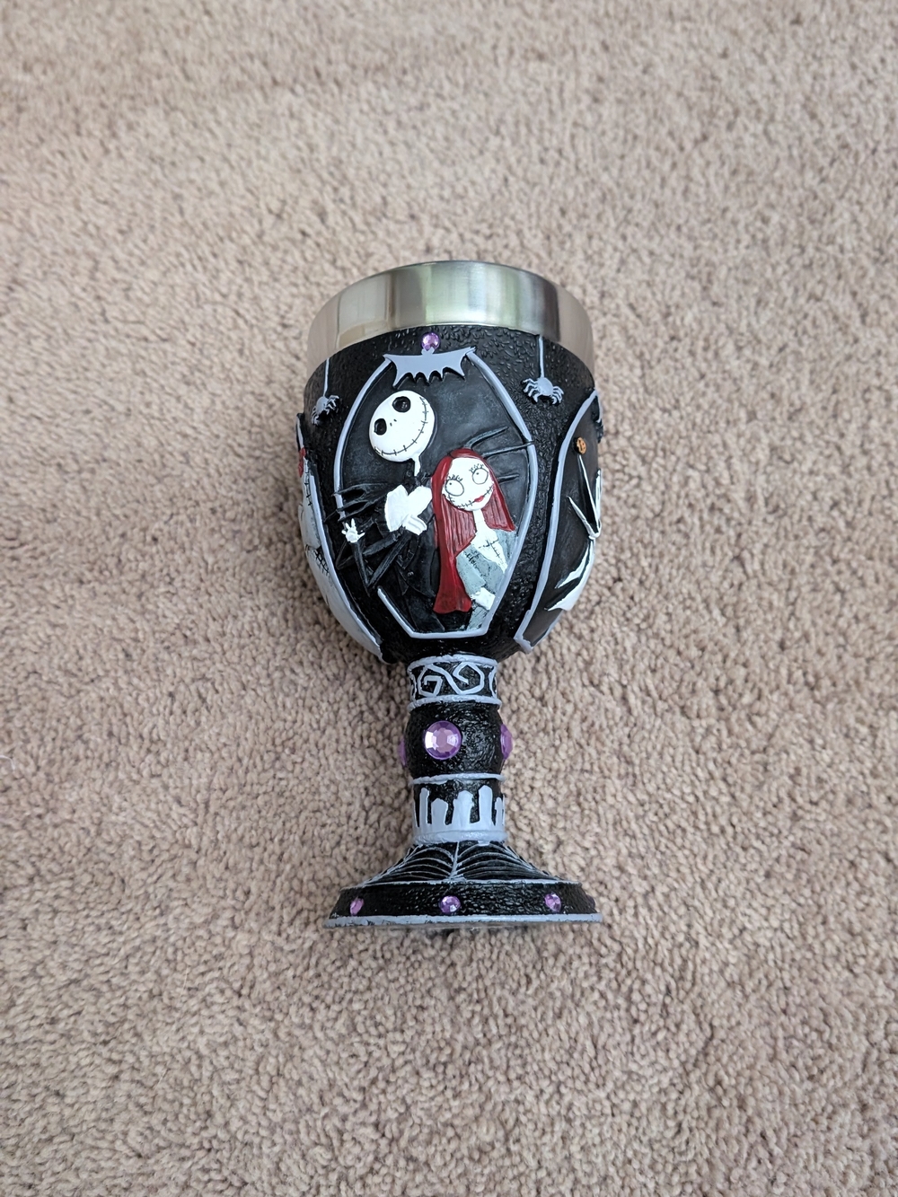 The Nightmare Before Christmas Jack & Sally Decorative Goblet - Black and Purple